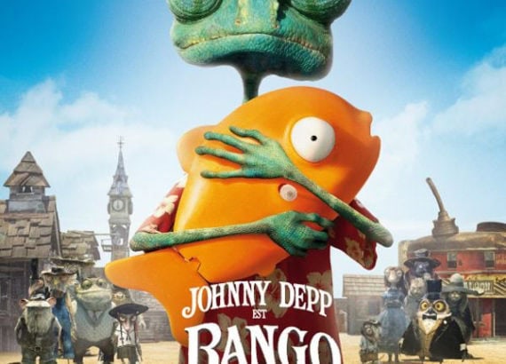Affiche du film d'animation Rango, avec Johnny Depp prêtant sa voix à un caméléon héros de l'Ouest sauvage. Un anti-héros malgré lui, dans une aventure pleine d'humour et de références cinématographiques.