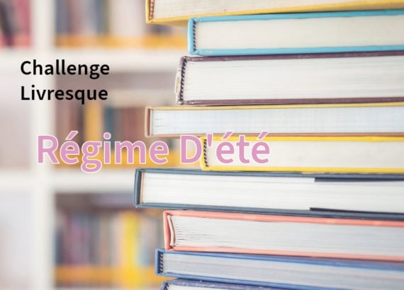 Pile de livres colorés sur une étagère pour illustrer le Challenge Livresque Régime d'Été.