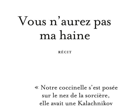 vous n'aurez pas ma haine