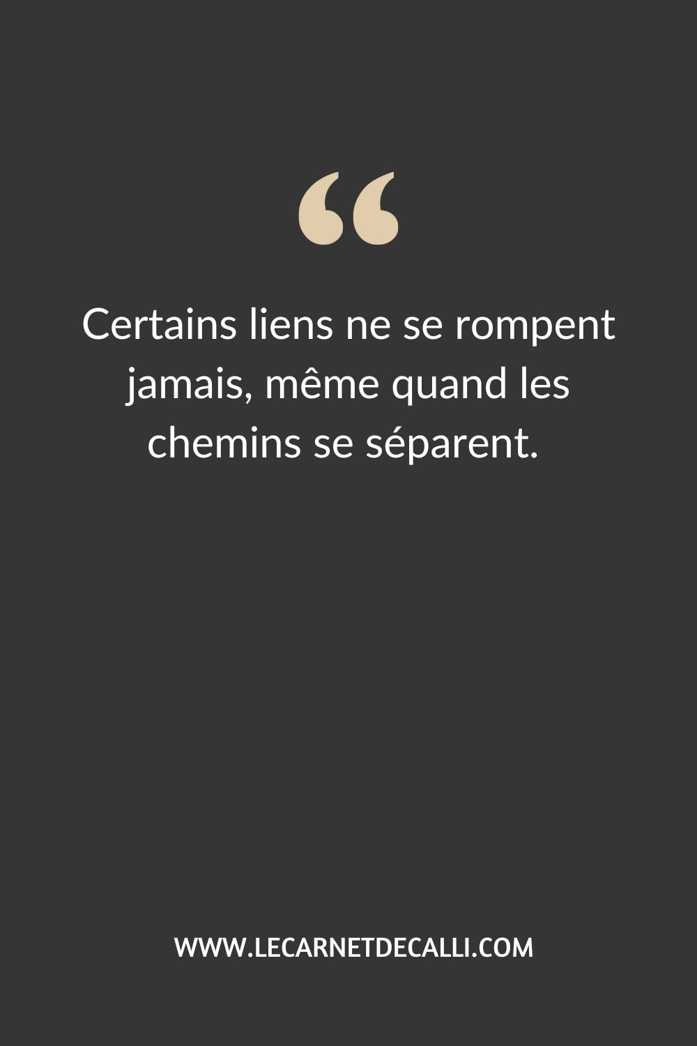 Citation inspirée du roman Où es-tu ? de Marc Levy : « Certains liens ne se rompent jamais, même quand les chemins se séparent. »