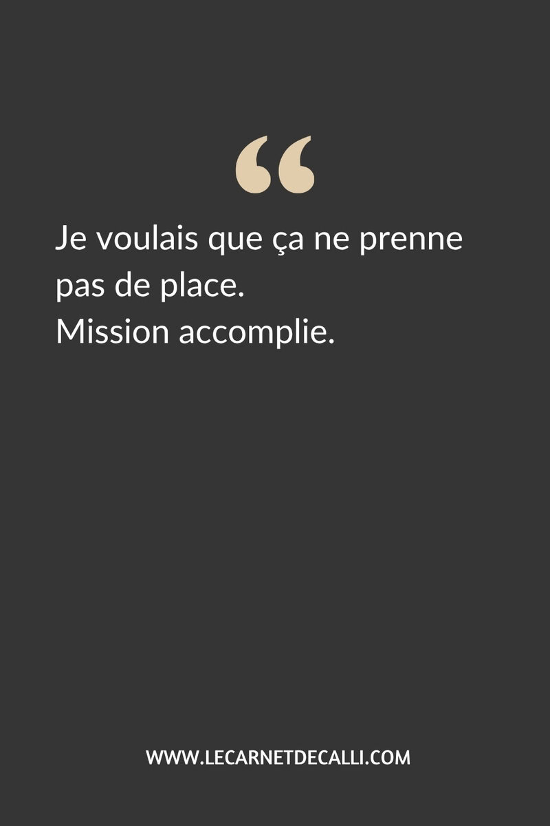 Épingle Pinterest citation - Je voulais que ça ne prenne pas de place. Mission accomplie.