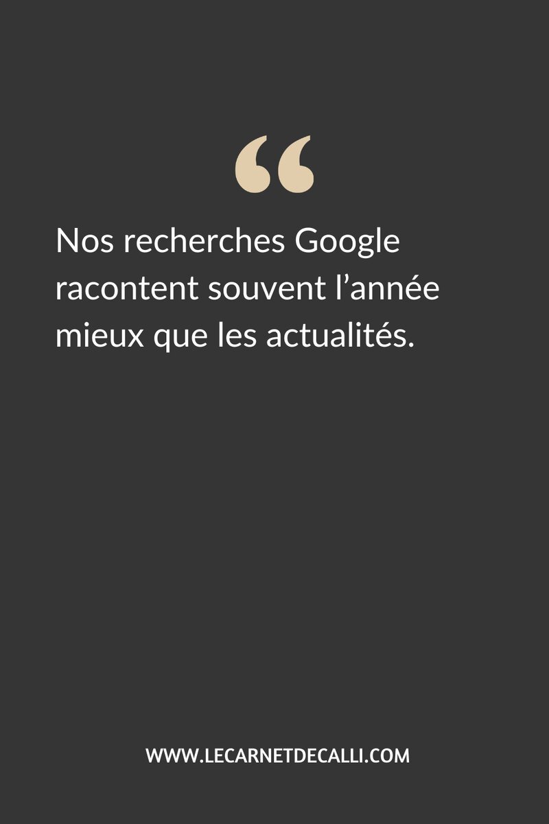 Citation sur fond sombre parlant des recherches Google et de l’année 2023.