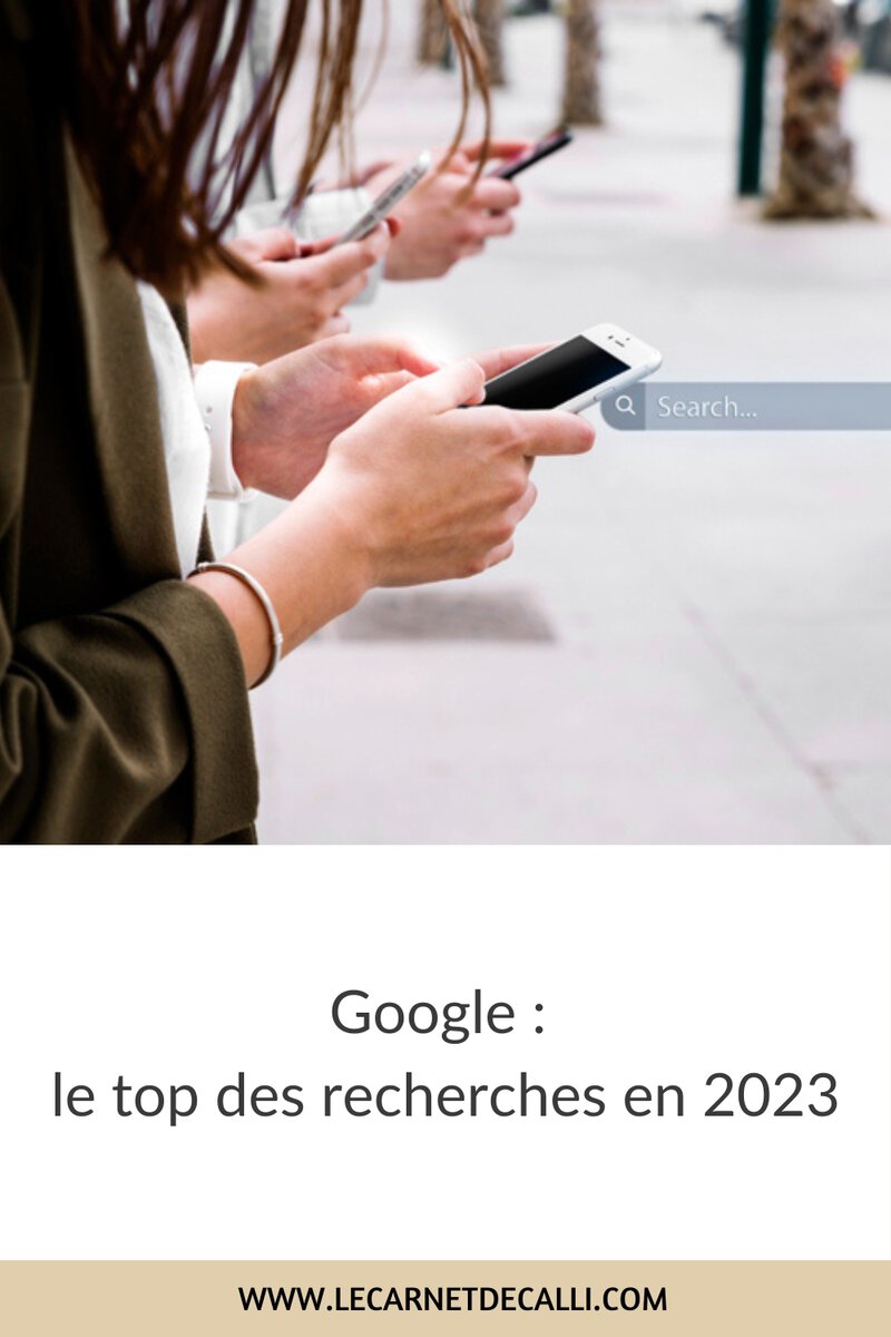 Épingle Pinterest illustrant les recherches Google et les tendances Internet de 2023.