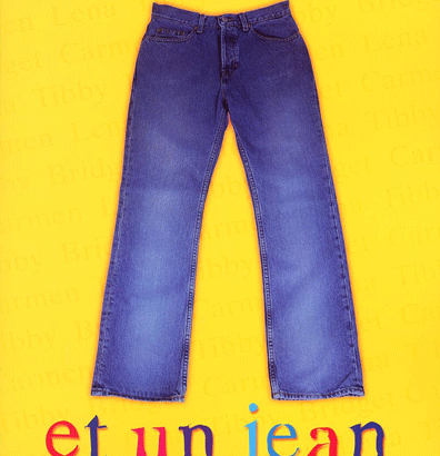 Couverture du livre Quatre filles et un jean tome 1 de Ann Brashares avec un jean sur fond jaune