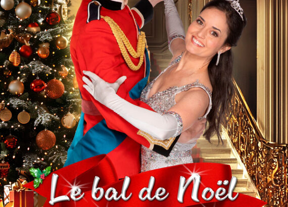 Affiche du téléfilm Le Bal de Noël de Cendrillon avec Chelsea dansant avec le prince devant un sapin décoré