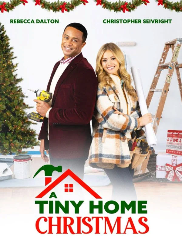 Affiche du téléfilm Ma petite maison de Noël avec Blair et son ancien compagnon devant un sapin